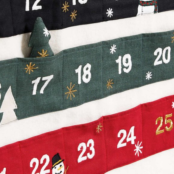 Crate & Barrel Santa & Friends Embroidered Fabric Kids Christmas Advent Calendar - Picture 2 of 16